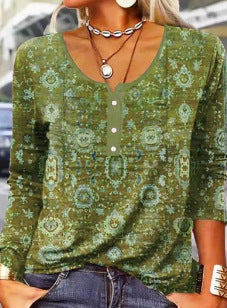 T-shirt manches longues col U à boutons