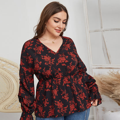 Slim Waist Long-Sleeve Blouse