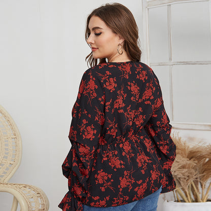 Slim Waist Long-Sleeve Blouse