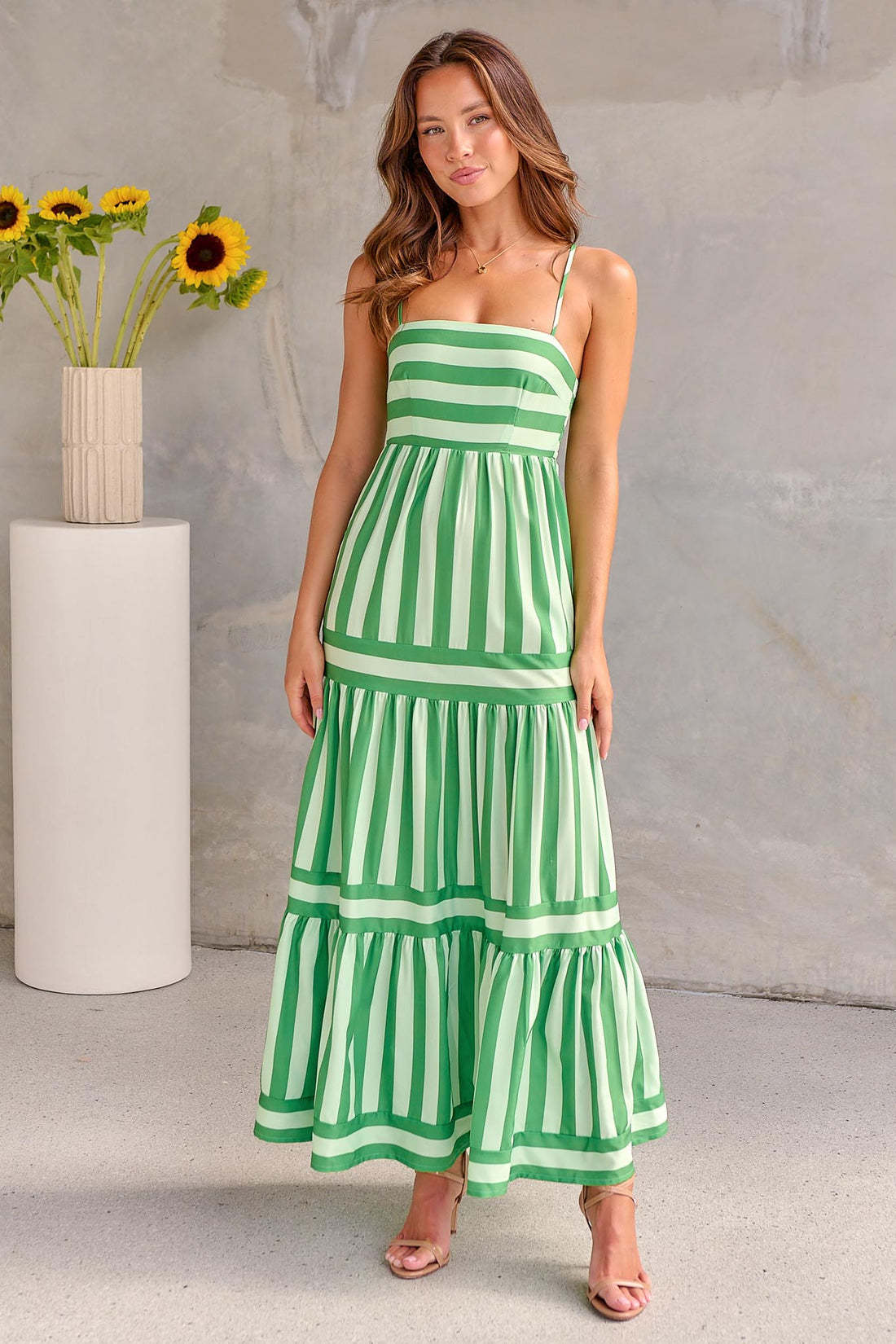 Robe Longue Rayée d’Été à Bretelles