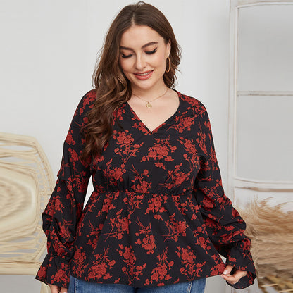 Slim Waist Long-Sleeve Blouse