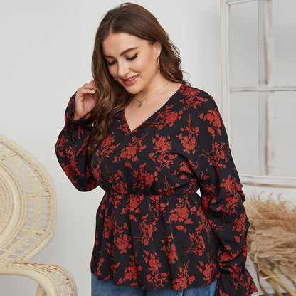 Slim Waist Long-Sleeve Blouse